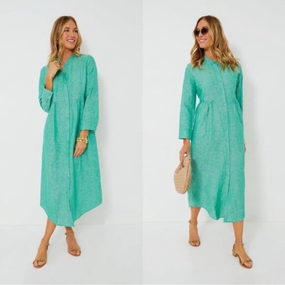 Tuckernuck Seafoam Green Linen Button-Front Maxi Dress
